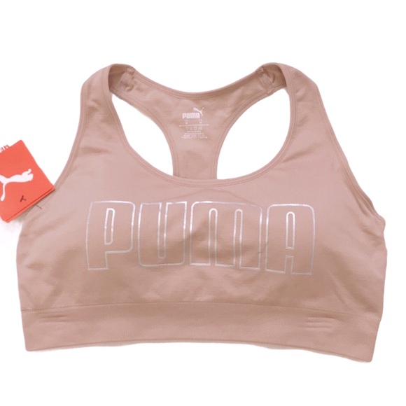 NWT PUMA Natural Seamless Graphic Logo Sports Bra - Picture 4 of 7